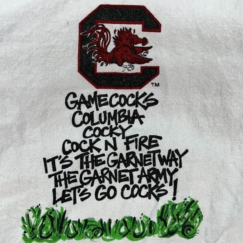Vintage, South Carolina gamecocks cocky Garnet white cotton linen dish,Tea towel